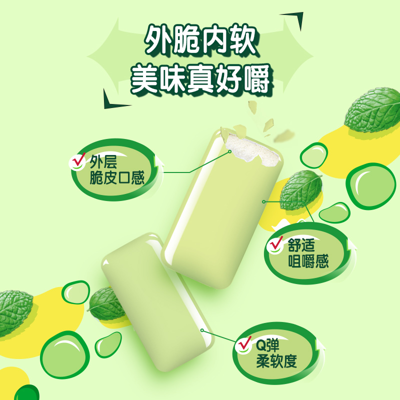 绿箭绿茶薄荷口香糖约40粒64gx6瓶办公室休闲小吃货清新零食品-图2