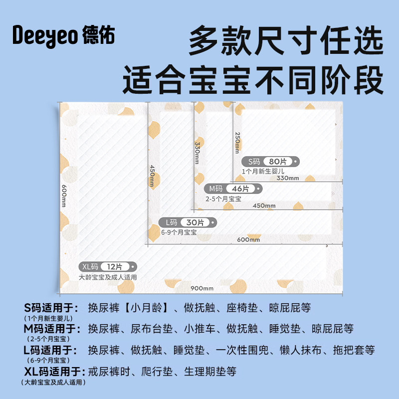 德佑金装婴儿一次性隔尿垫护理垫尺码可选防水不可水洗隔奶床垫,淘宝优惠券,粉丝福利购,淘宝优惠卷