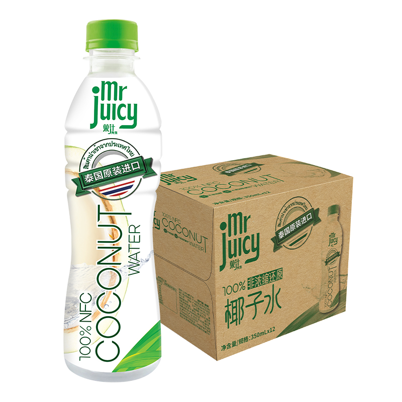 屈臣氏菓汁先生泰国原装进口椰子水100%NFC350ml*12瓶0脂含电解质