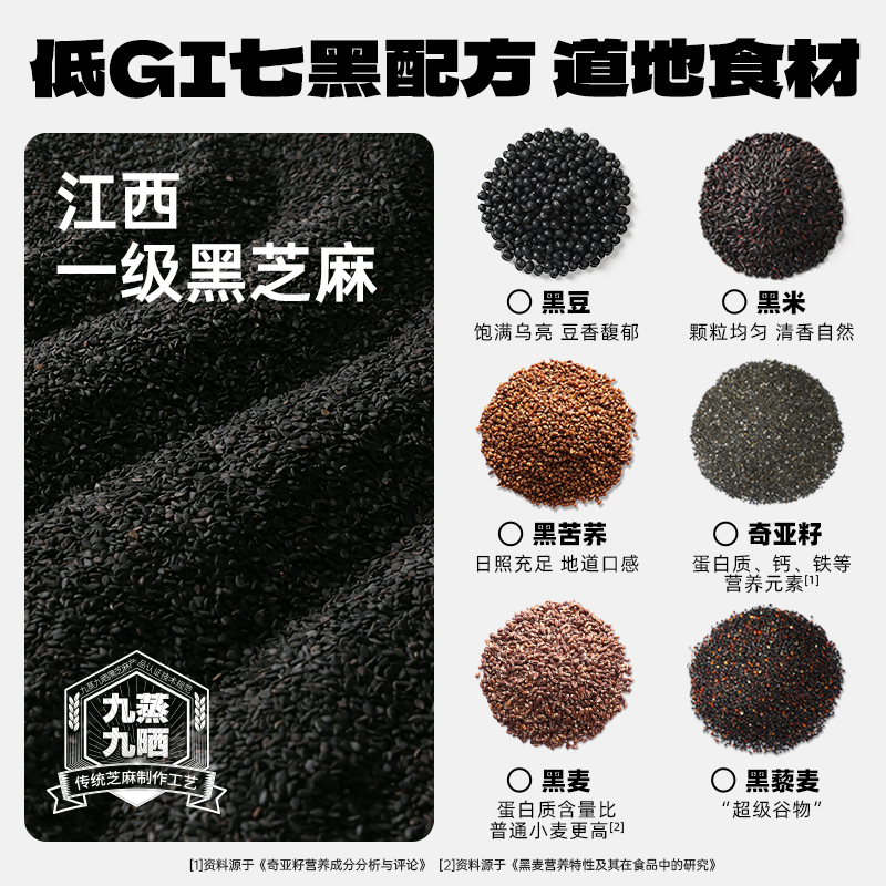 【黑金系列】老金磨方低GI无糖轻脂黑芝麻丸球108g健康休闲零食球