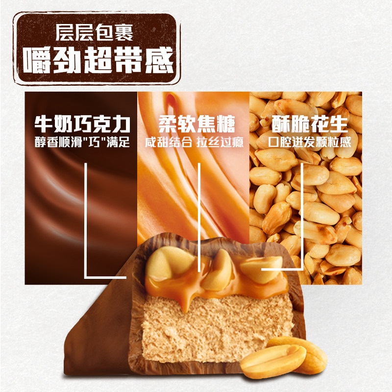 士力架花生夹心巧克力1000g*1袋运动儿童分享小零食结婚庆喜糖果