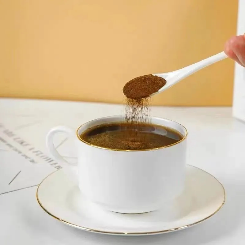 白芸豆黑咖啡豆0蔗糖0脂速溶纯黑咖啡粉冷热双泡提神醒脑冲饮学生