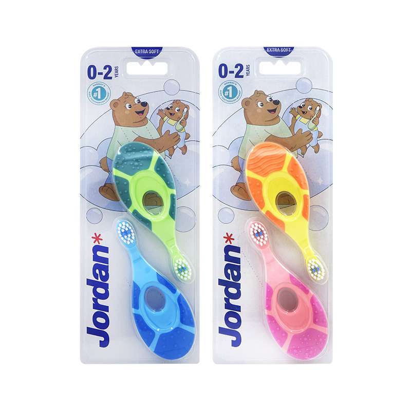 Jordan宝宝细软毛牙刷0-2岁口腔清洁咬胶儿童1段4支装颜色随机