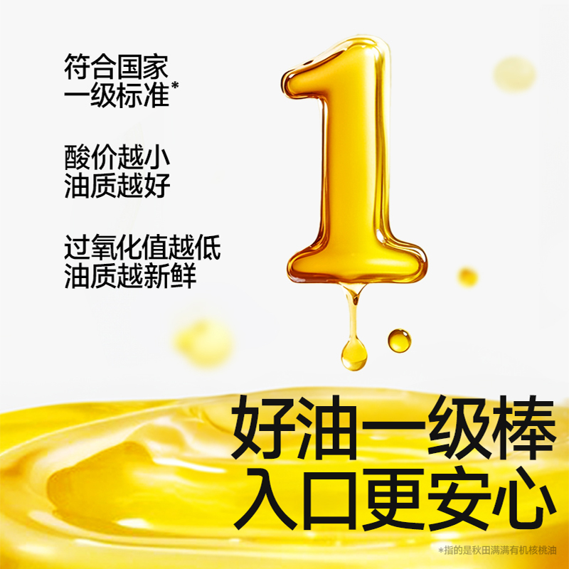 秋田满满有机核桃油儿童辅食营养搭配亚麻籽牛油果油滴管 - 图0