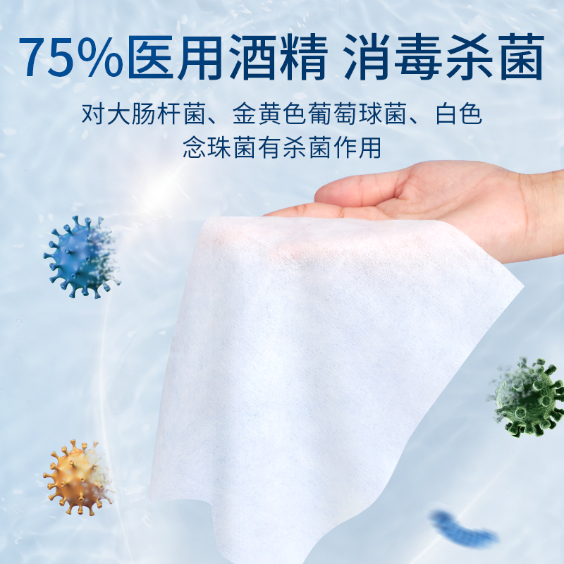 海氏海诺酒精消毒湿巾卫生家用除菌抑菌带盖抽取式湿巾80抽*3包-图0