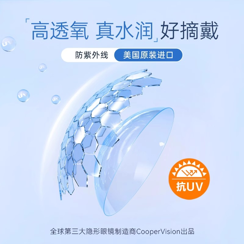 库博光学透明隐形眼镜月抛倍新半年抛量近视透明官方正品初戴