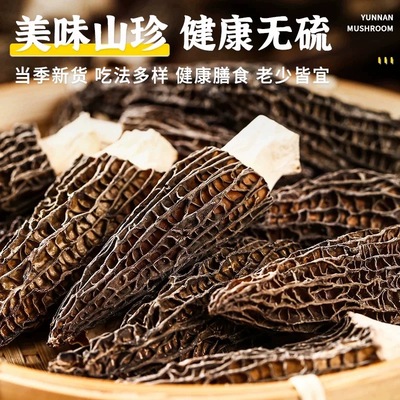 干货羊肚菌特产级云南新鲜羊肚菌特级野生蘑菇菌菇汤料包头茬剪柄