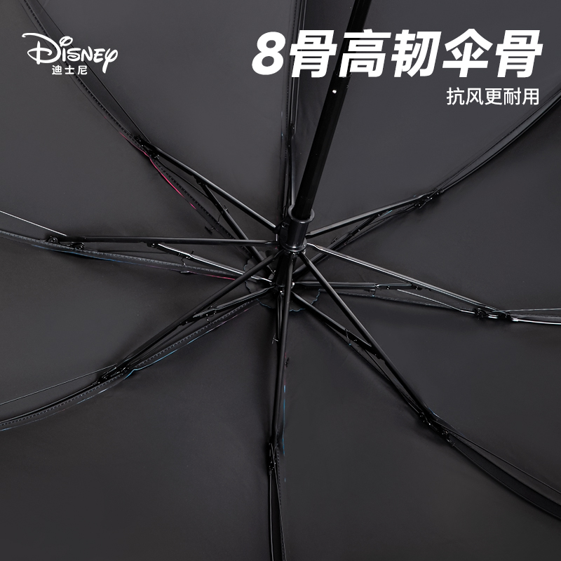 迪士尼儿童雨伞女孩小学生上学专用男童晴雨两用折叠黑胶防晒伞-图2
