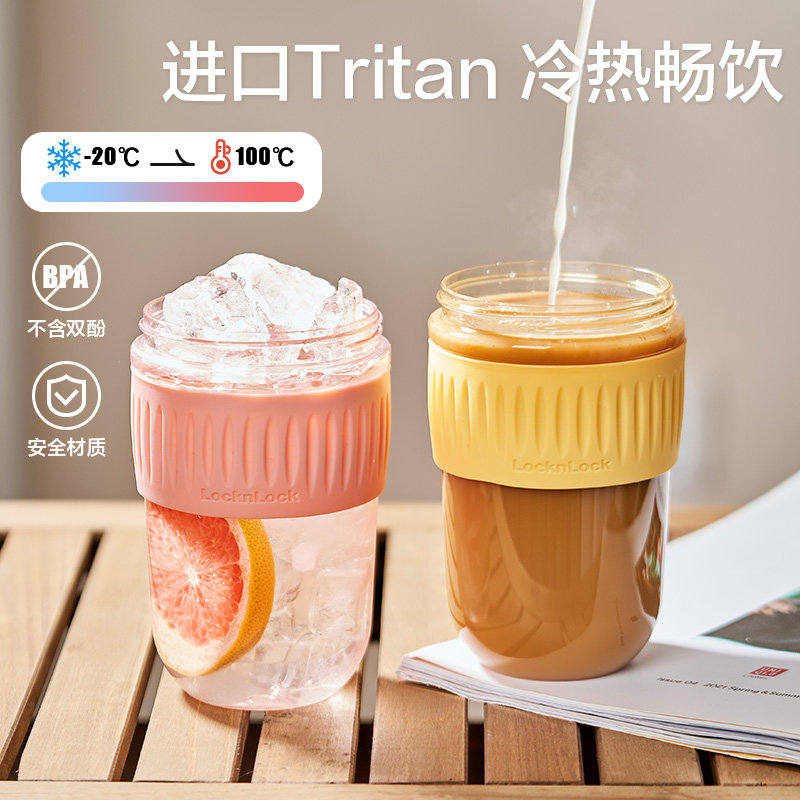 乐扣乐扣tritan水杯女生高颜值咖啡杯便携520ml大容量杯子吸管杯-图0