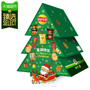 乐事薯片鲜贝圣诞树零食礼盒432g