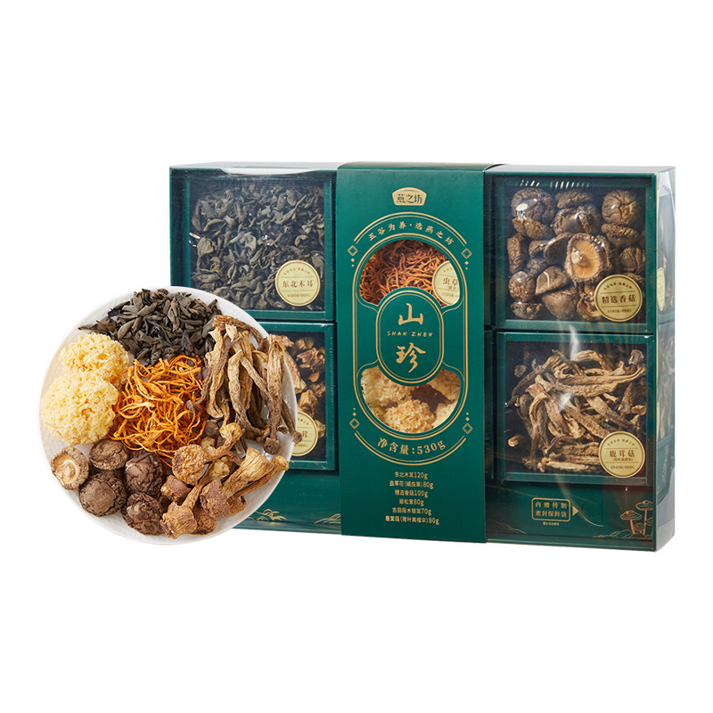 燕之坊高端山珍菌菇干货礼盒虫草花姬松茸鹿茸菇新年年货礼盒送礼,淘宝优惠券,粉丝福利购,淘宝优惠卷