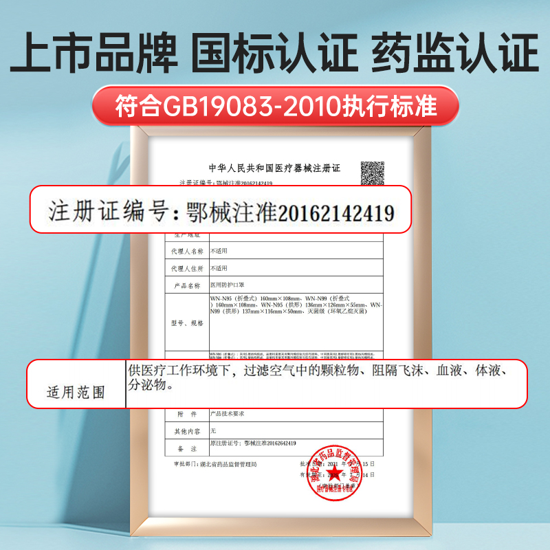 稳健n95型医用防护口罩头戴式50只一次性医疗级别灭菌级独立包装 - 图1