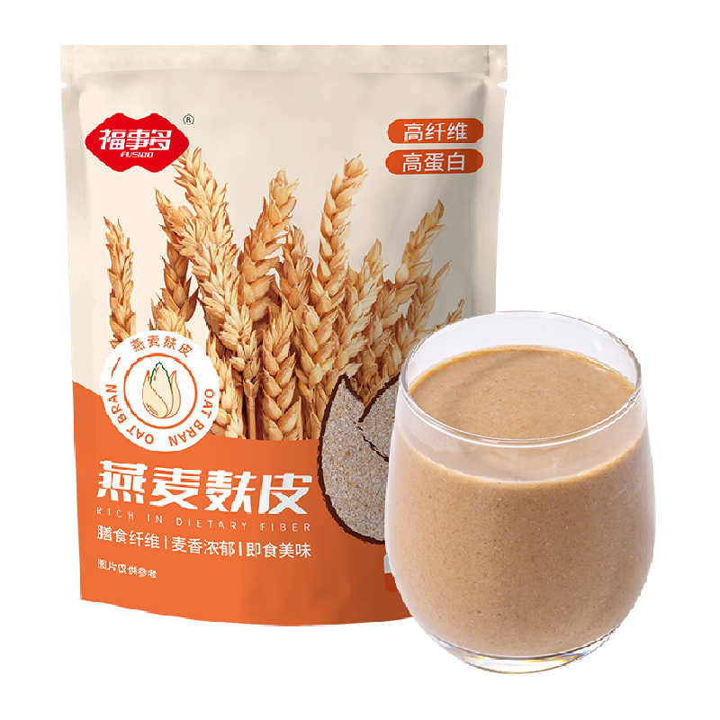 包邮福事多燕麦麸皮500g现磨即食早餐营养速食冲饮健康饱腹麦片,淘宝优惠券,粉丝福利购,淘宝优惠卷