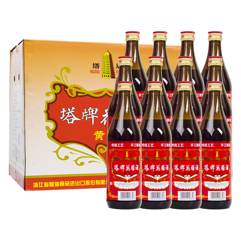 塔牌绍兴黄酒陈年花雕酒500ml*12瓶手工加饭酒陈酿实惠老酒整箱装 - 图0