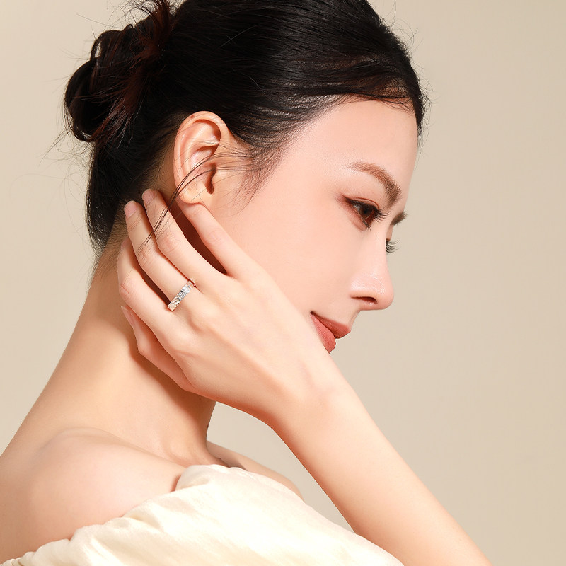 Mengjinyuan Pure Silver Crushed Ice Ring for Men and Women Couples