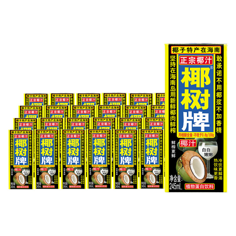 椰树椰汁正宗椰树牌椰子汁饮料饮品245ML*24盒/箱植物蛋白椰奶 - 图0