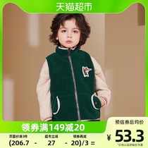 Boy waistcoat Autumn winter paragraph Childrens warm vest CUHK Scout shoulder rocking grain suede jacket for children