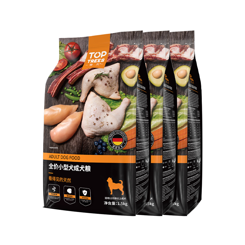 toptrees领先通用小型犬成犬粮天然原肉狗粮1.5kg*3零食狗狗宠物 - 图0