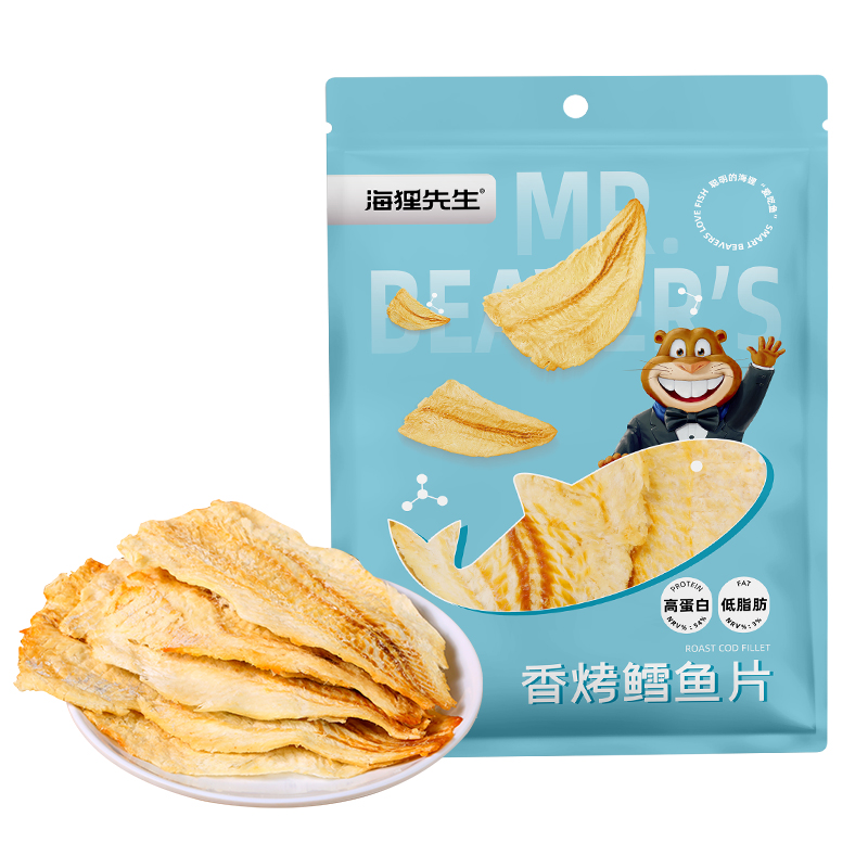 海狸先生烤鱼片香烤鳕鱼片45g*1袋休闲小零食高蛋白低脂即食海味 - 图3