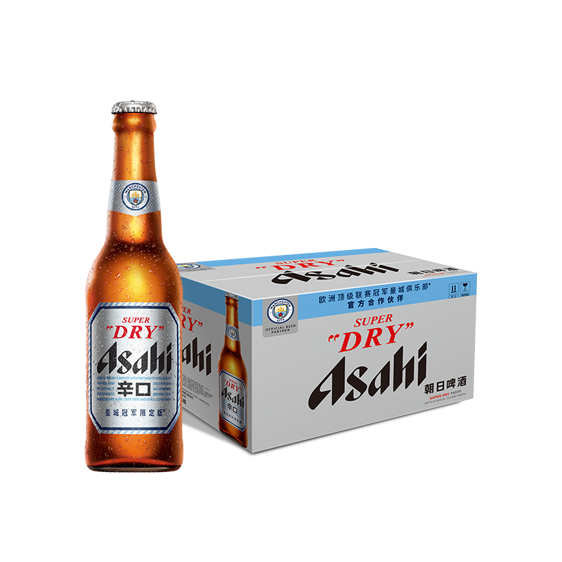 【新旧包装随机发货】曼城英超冠军限定ASAHI/朝日啤酒330mlx24瓶-图0