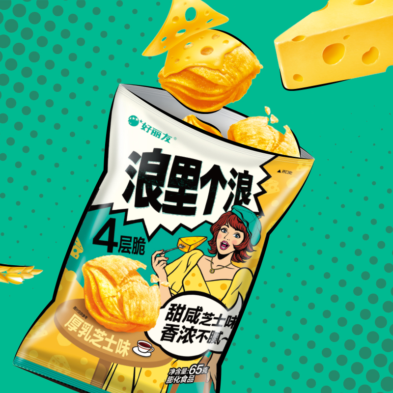 好丽友浪里个浪厚乳芝士味125g薯片薯条休闲零食小吃膨化食品 - 图0