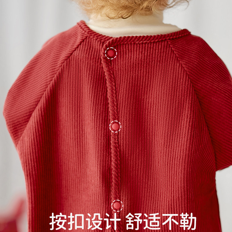 欧孕宝宝罩衣儿童秋冬季防水防脏新年红色围兜可外穿喜庆洋气围裙,淘宝优惠券,粉丝福利购,淘宝优惠卷
