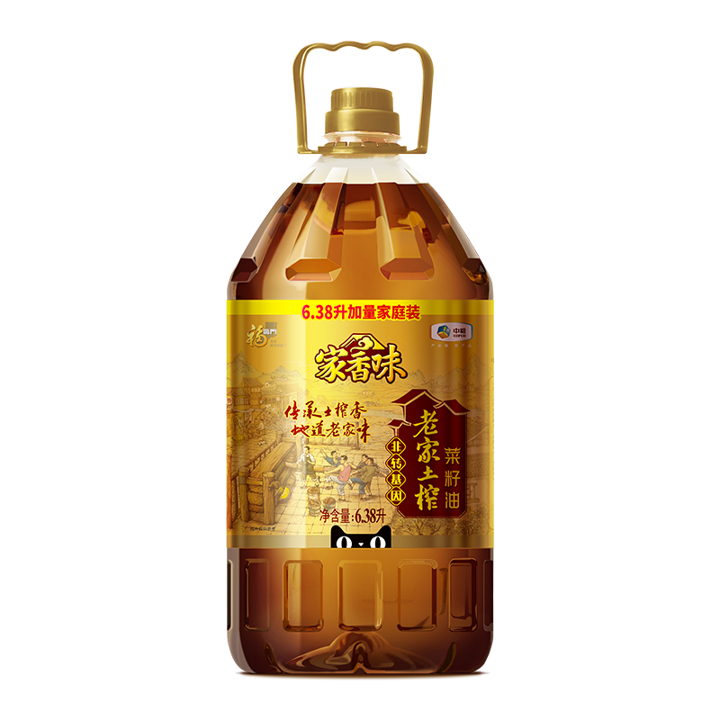 福临门家香味老家土榨菜籽油6.38L/桶中粮 - 图0