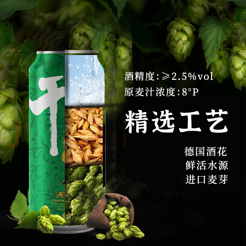 天湖啤酒8度干啤500ml*12听整箱口味干爽水源清冽还原醇香 - 图2