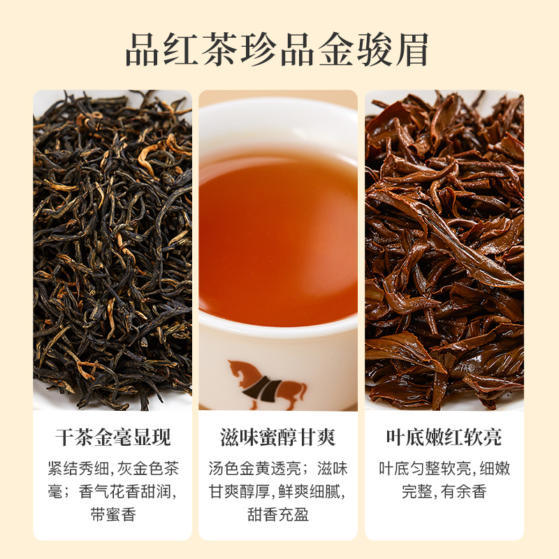 八马茶叶金骏眉红茶武夷山红茶特级正宗新茶自饮茶叶礼盒装160g - 图1