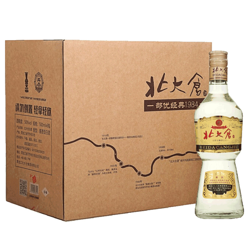 北大仓白酒部优经典1984白酒500ml*6瓶50度酱香型白酒纯粮酒水-图0