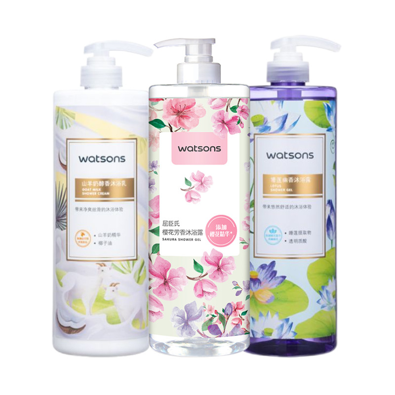 屈臣氏组合装1lx3瓶包装随机沐浴露 天猫超市沐浴露