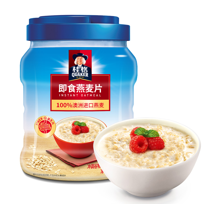 桂格原味即食纯燕麦片1000g*1罐健康饱腹早餐