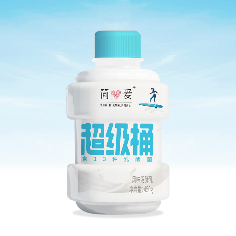 简爱原味裸酸奶超级桶450g*6瓶低温风味发酵乳大瓶【1件包邮】