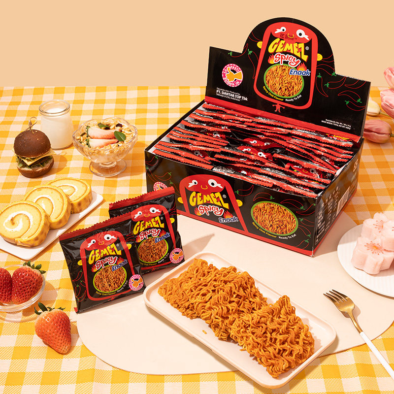 印尼进口GEMEZ网红休闲膨化追剧零食辣味小鸡面干脆干吃面30包,淘宝优惠券,粉丝福利购,淘宝优惠卷
