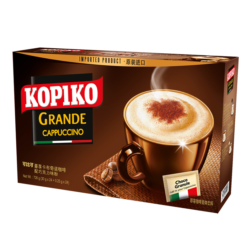 【进口】KOPIKO/可比可三合一卡布奇诺30.25*24条速溶咖啡726g-图0