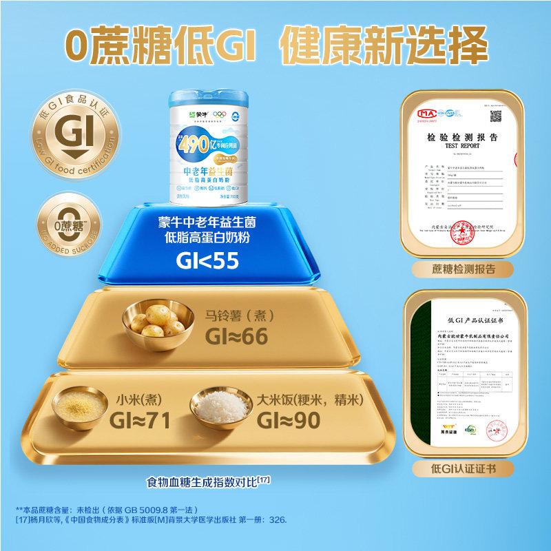 中秋送礼蒙牛中老年蛋白奶粉2罐礼盒装