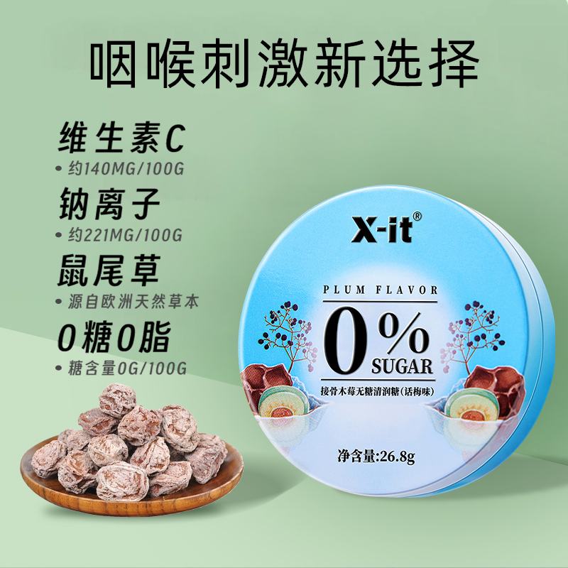 xit鼠尾草润喉薄荷糖果0糖0脂清润喉咙护嗓子维c清新口气教师*3盒-图3