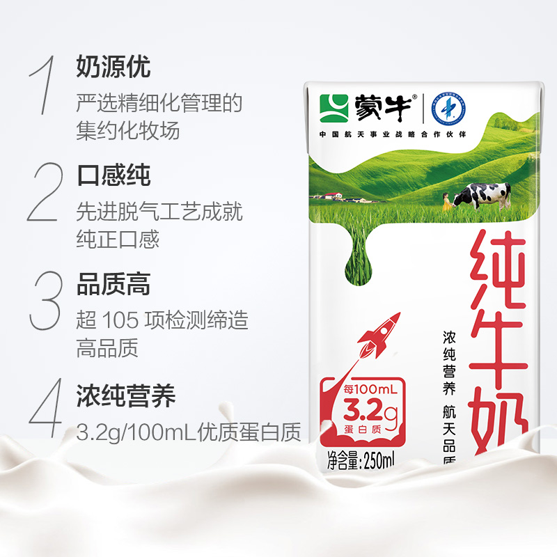 蒙牛纯牛奶PURE MILK250ml*16包*2箱官方自营 - 图1