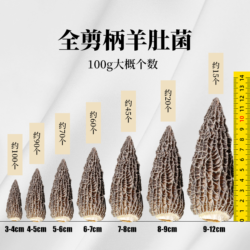 【全剪柄】特级羊肚菌干货仿野生5-6cm100g/500g云南菌子菇汤料包 - 图2