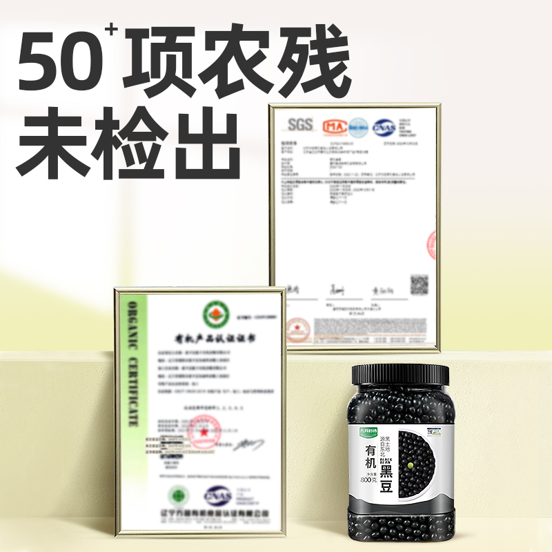 九月的诗东北有机绿心黑豆800g*1罐打豆浆专用生豆绿芯新货农家大-图3