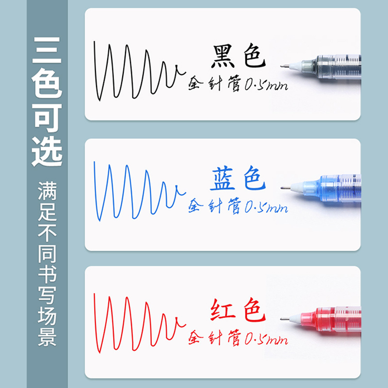 得力直液式速干中性笔按动0.5mm刷题签字笔-图3