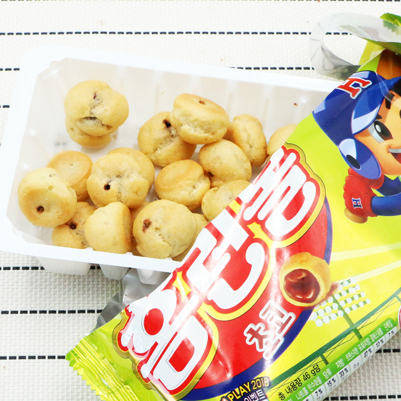 韩国进口海太泡芙球46gx5袋巧克力 韩进食品夹心饼干
