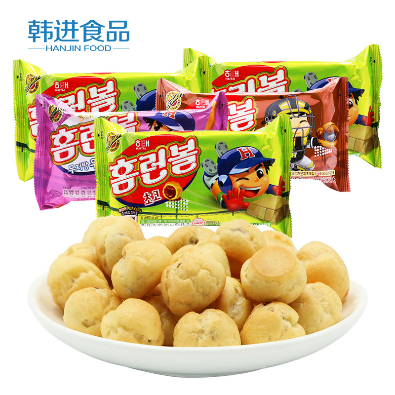 韩国进口海太泡芙球46gx5袋巧克力 韩进食品夹心饼干