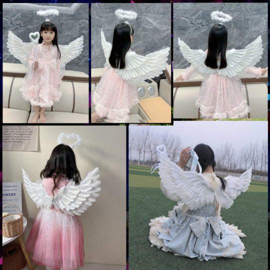 天使羽毛翅膀公主道具仙女魔法棒花童装饰恶魔儿童节舞台走秀表演