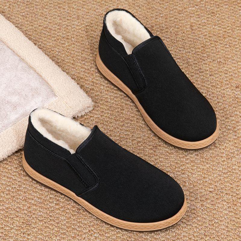 2024新款冬季老北京布鞋男棉鞋加厚绵羊毛防滑保暖脚蹬爸爸黑布鞋,淘宝优惠券,粉丝福利购,淘宝优惠卷