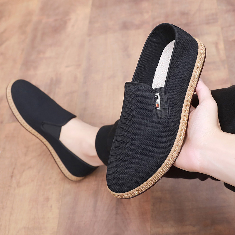 老北京布鞋男款艾草透气防臭单鞋防滑休闲轻便一脚蹬爸爸黑布鞋,淘宝优惠券,粉丝福利购,淘宝优惠卷