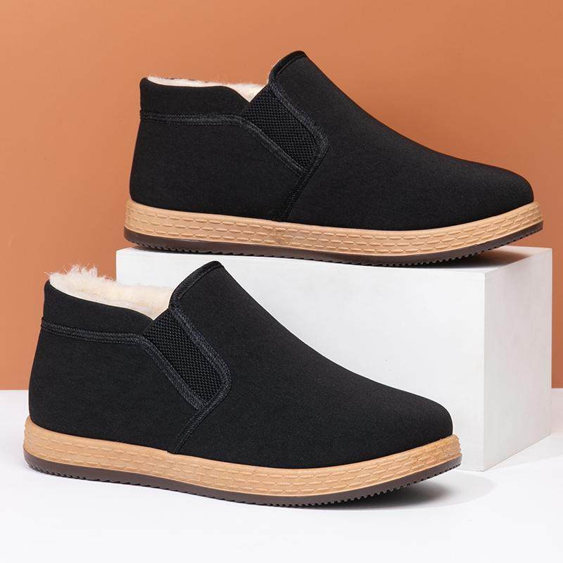 2024新款冬季老北京布鞋男棉鞋加厚绵羊毛防滑保暖脚蹬爸爸黑布鞋,淘宝优惠券,粉丝福利购,淘宝优惠卷