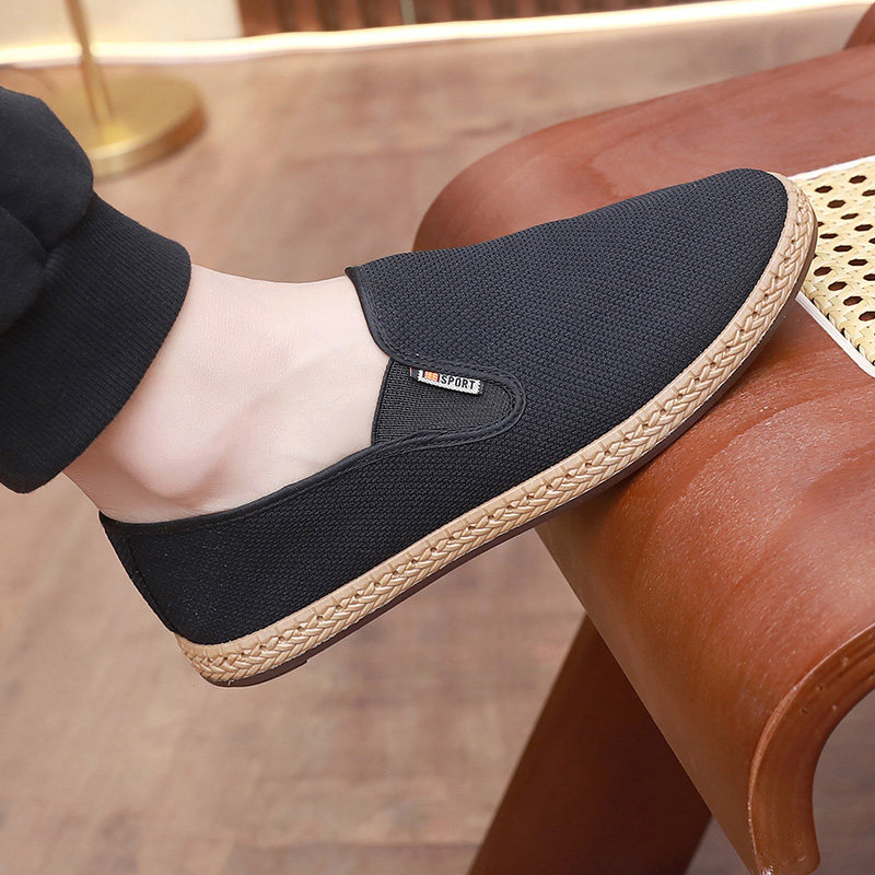 老北京布鞋男款艾草透气防臭单鞋防滑休闲轻便一脚蹬爸爸黑布鞋,淘宝优惠券,粉丝福利购,淘宝优惠卷