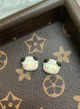 可爱hellokitty耳钉手工小众设计感耳环925银针小三丽鸥卡通耳夹