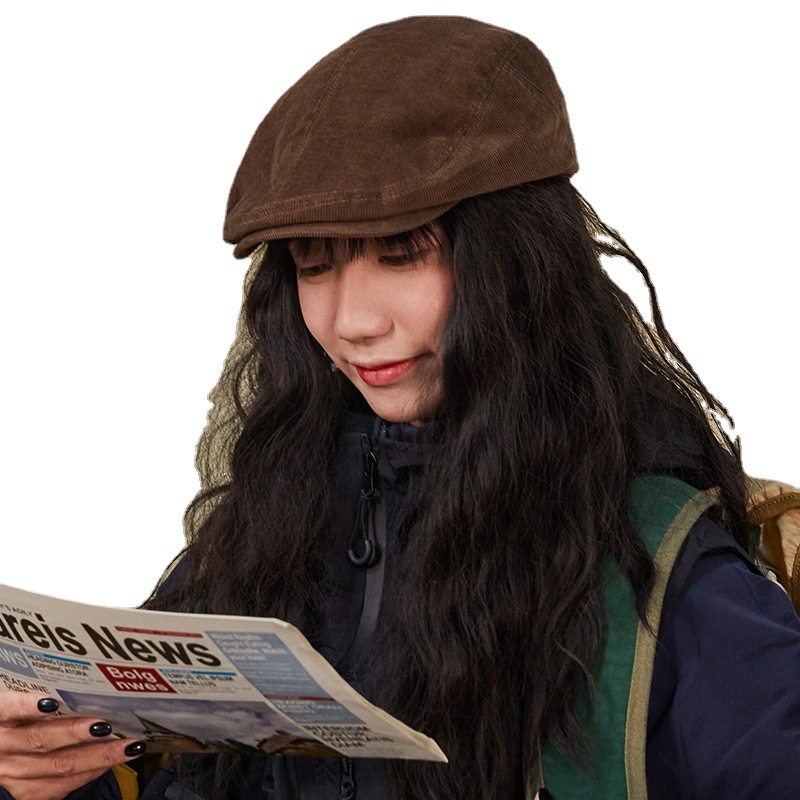 wasc日系复古贝雷帽灯芯绒帽子大头围纯色百搭前进帽画家帽报童帽,淘宝优惠券,粉丝福利购,淘宝优惠卷